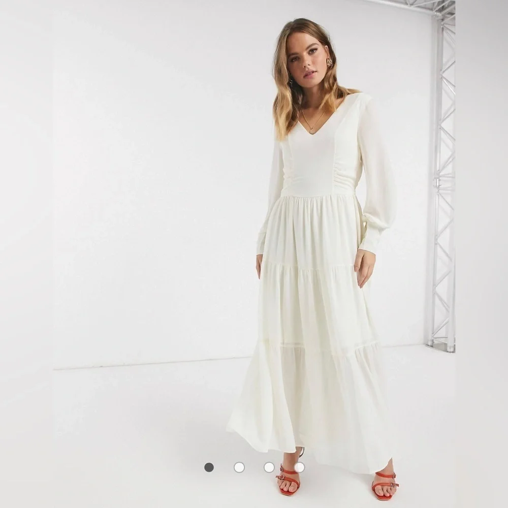 Vero Moda Cream Tiered Maxi Dress Size Small